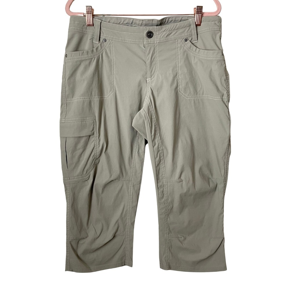 Kuhl Pants Womens 10 Khaki Gray Splash Capri Cropped Hiking Articulated Knee